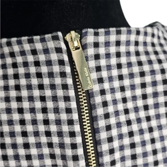 NWOT Calvin Klein Collection Puff Sleeve Gingham V Neck Sheath Dress - Picture 7 of 7